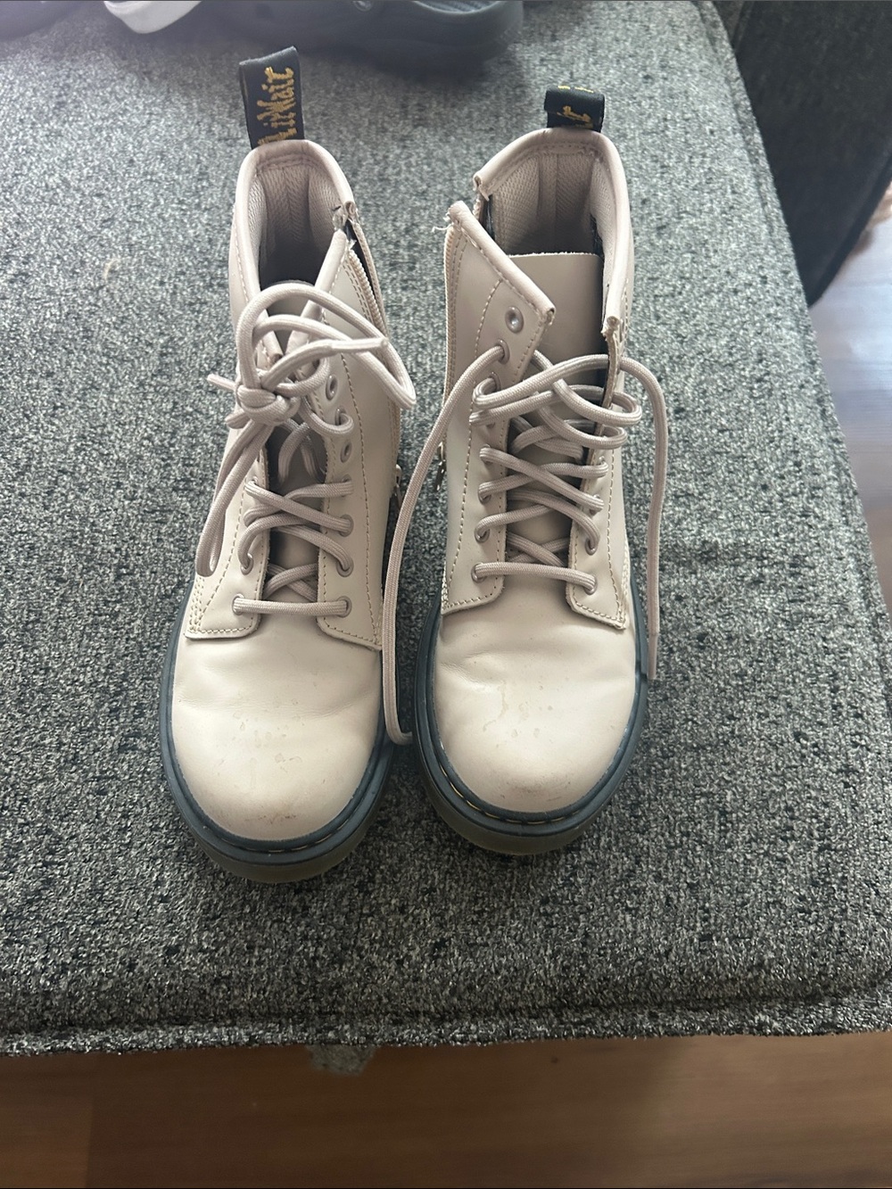Dr. Martens Kids Beige Lace-Up Combat Boots
